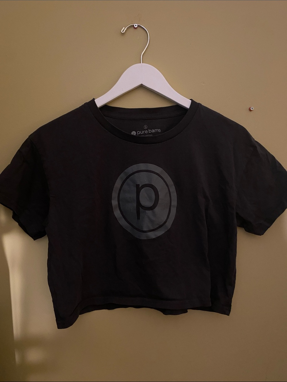Pure Barre Black Cropped Logo Tee - Black Small